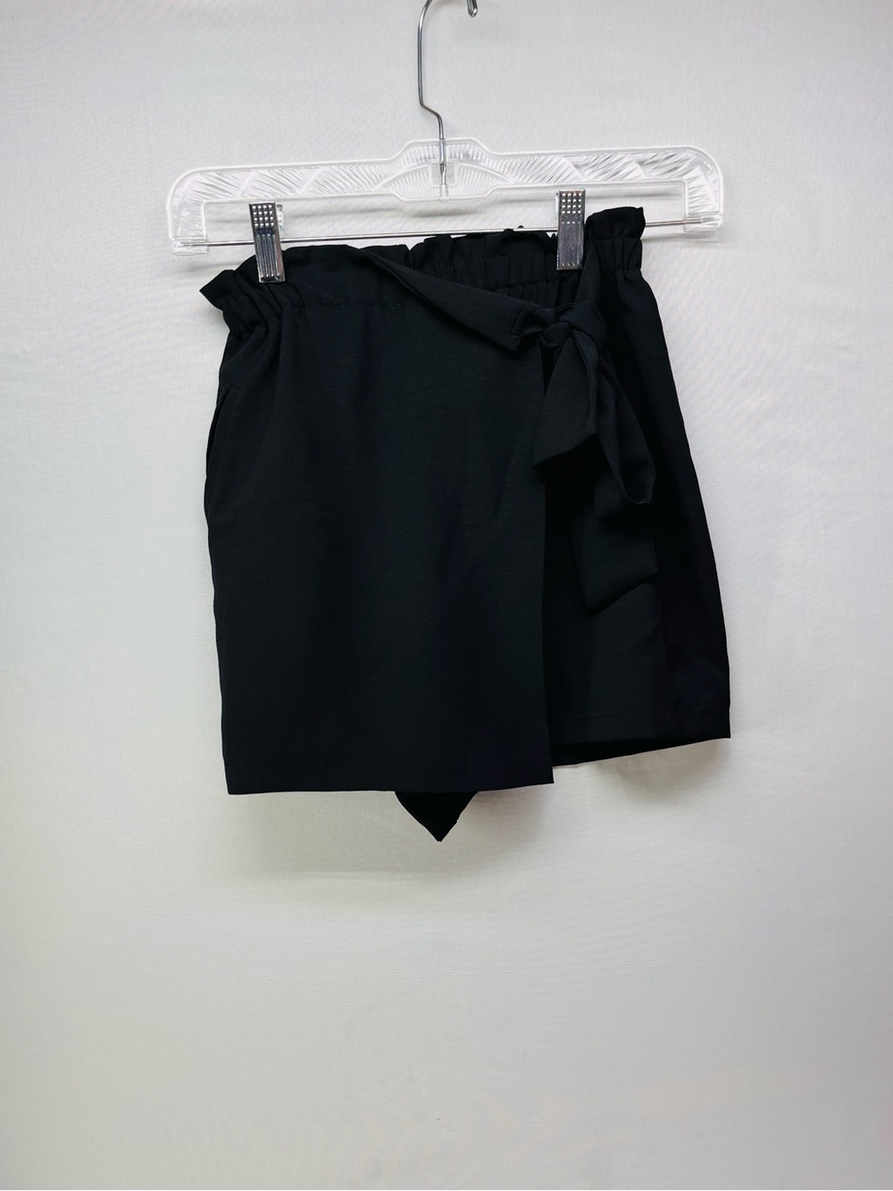 She + Sky Black Paperbag Waist Skort with Tie